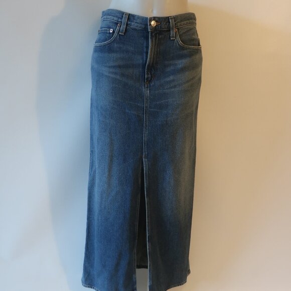 NWT Womens Agolde Blue Long Maxi Denim Leif Skirt 25 * - Picture 7 of 13